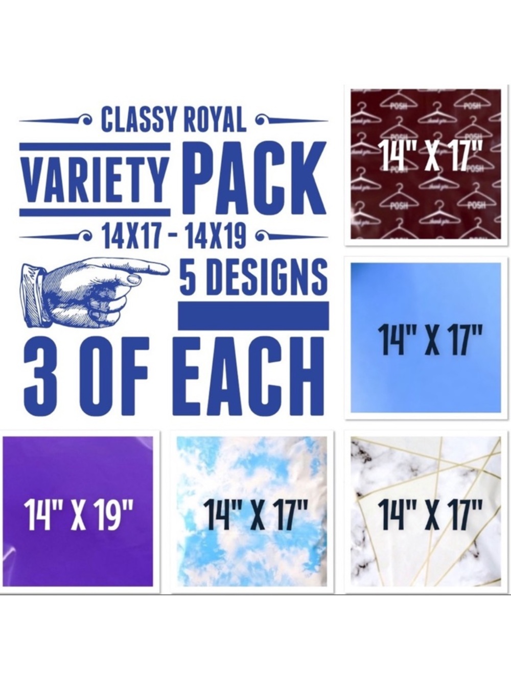 15 Piece Classy Royal Variety Bundle 14X17 & 14X19 Poly Mailers PRICE IS FIRM